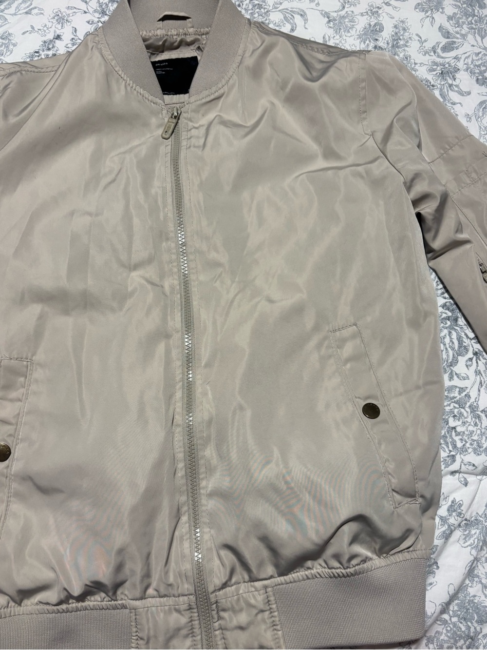 Bershka Beige Taupe Bomber Jacket